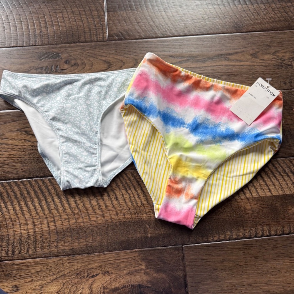 NWT Nordstrom Bikini‎ Bottom Lot 2 Melrose and Market T&B Floral Tie Dye Size 10
